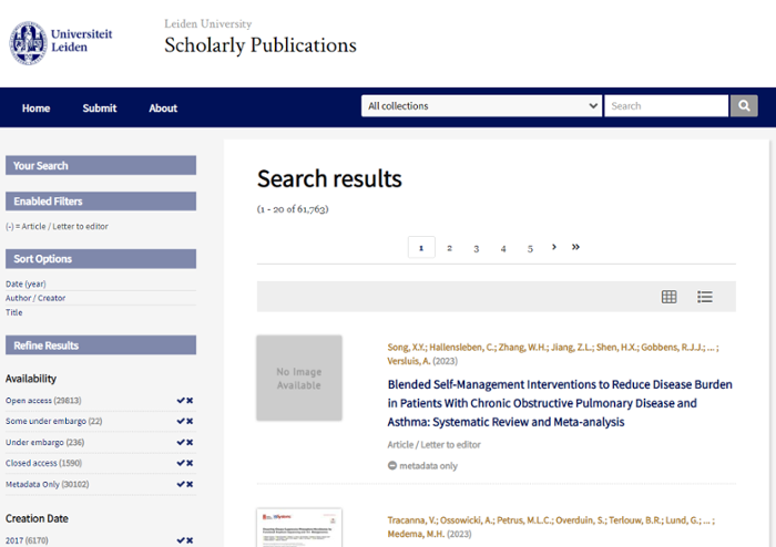 Scholarly publications Universitaire Bibliotheken Leiden